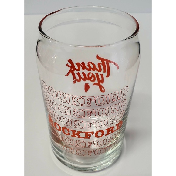 ROCKFORD IL Beer Pint Class Thank You Back State Logo Clear/Orange Breweriana - Picture 3 of 8